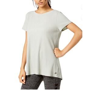 Calvin Klein Performance Shirt Women's Green Short Sleeve Lace Up Back Top Sz L